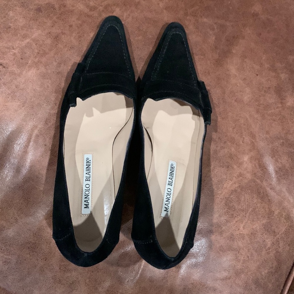 Manolo Blahnik Kitten Heel black suede -38-